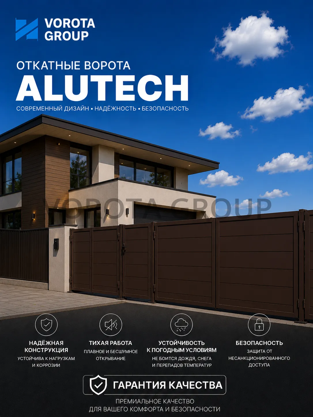 Откатные ворота Alutech Prestige (выс. х  шир.) 2085*3000 возможна встр.калитка