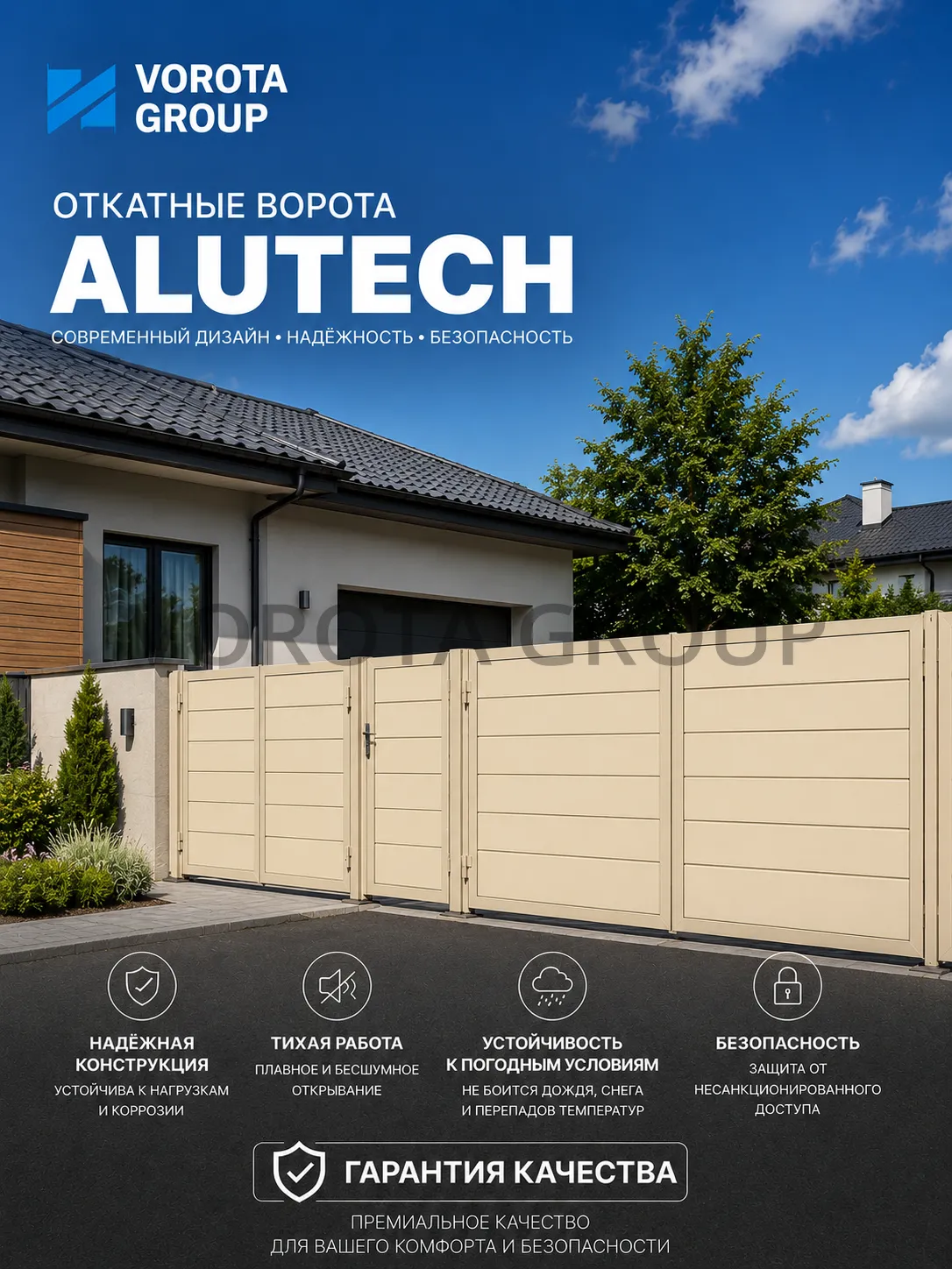 Откатные ворота Alutech Prestige (выс. х  шир.) 1210*3125