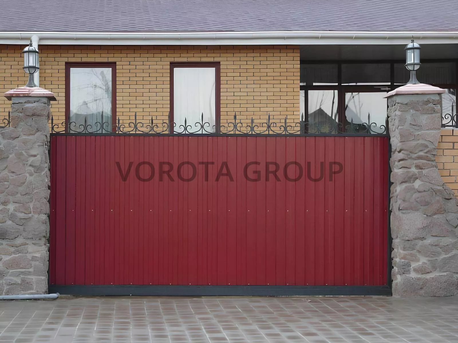 Консольные откатные ворота Doorhan бордовые 2200×2100