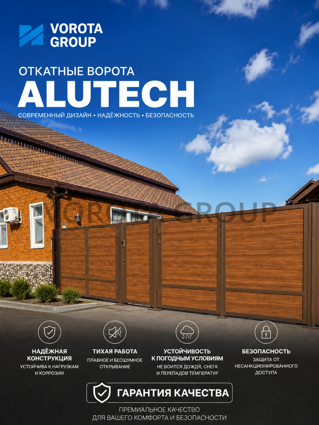 Откатные ворота Alutech Prestige (выс. х  шир.) 2460*4000